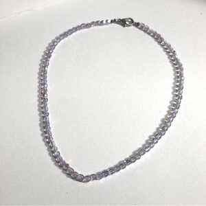 Lavender Hue Fairycore Aurora Borealis Faceted Bead Choker Necklace Small 14 in
